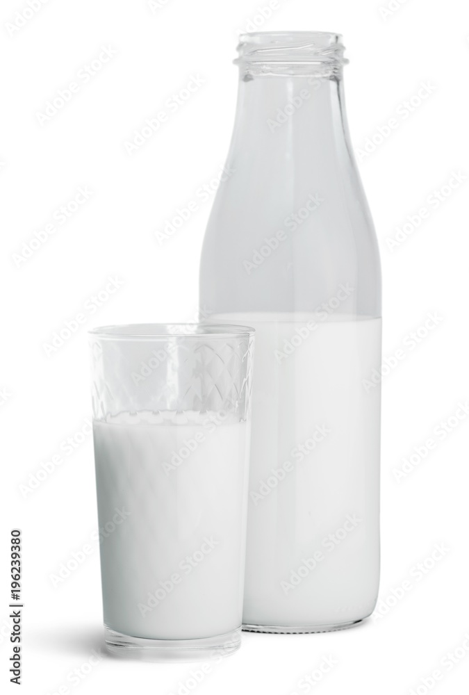 Milk Bottle and Glass