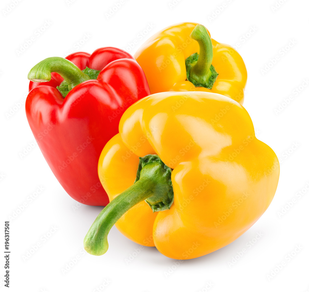 Peppers. Paprika. Bell pepper. Sweet pepper isolated on white. With clipping path. Full depth of fie