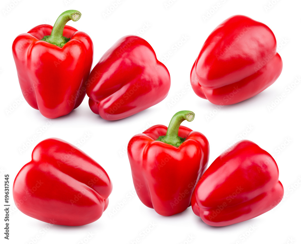 Pepper. Paprika. Bell pepper isolated. Sweet red peppers. With clipping path. Full depth of field.