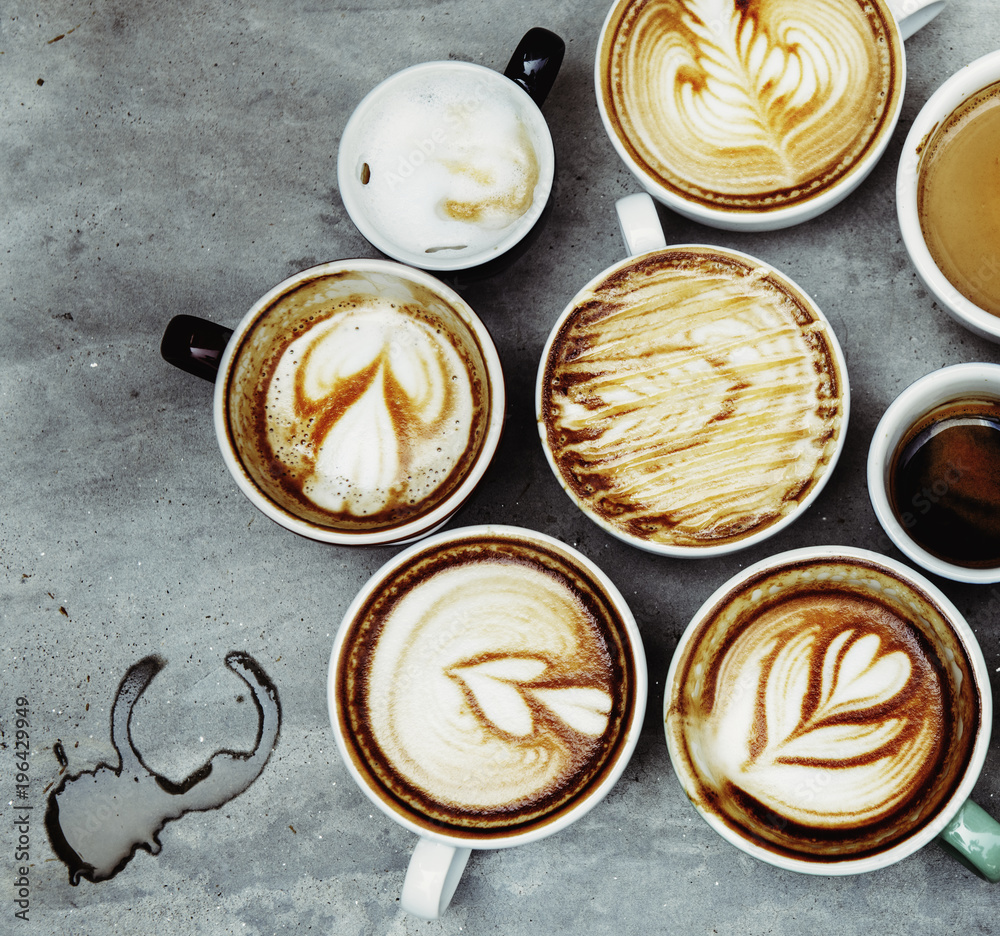 Aerial view of various coffee