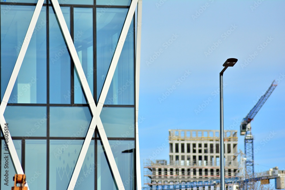 Detail of a new modern apartment building