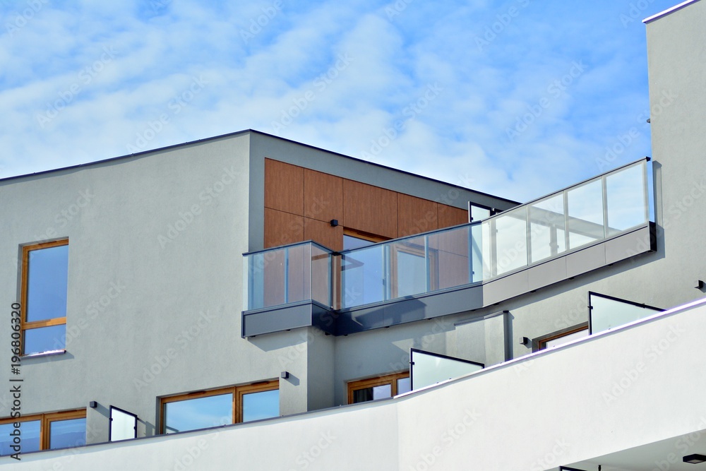 Detail of a new modern apartment building