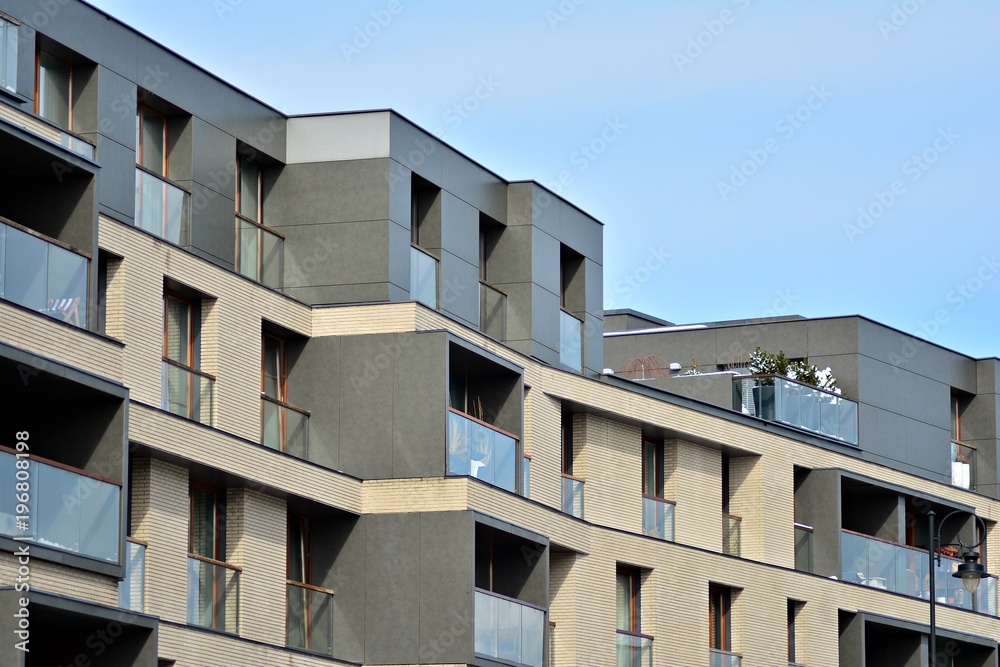 Detail of a new modern apartment building