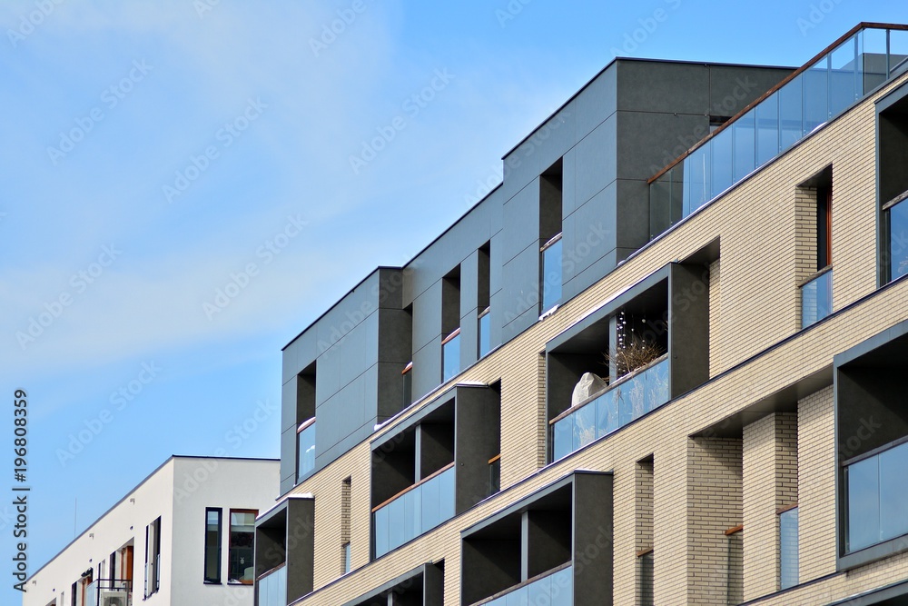 Detail of a new modern apartment building