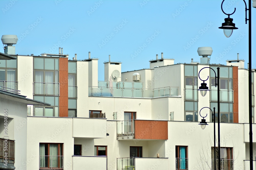 Detail of a new modern apartment building