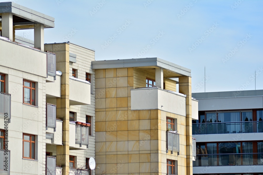 Detail of a new modern apartment building