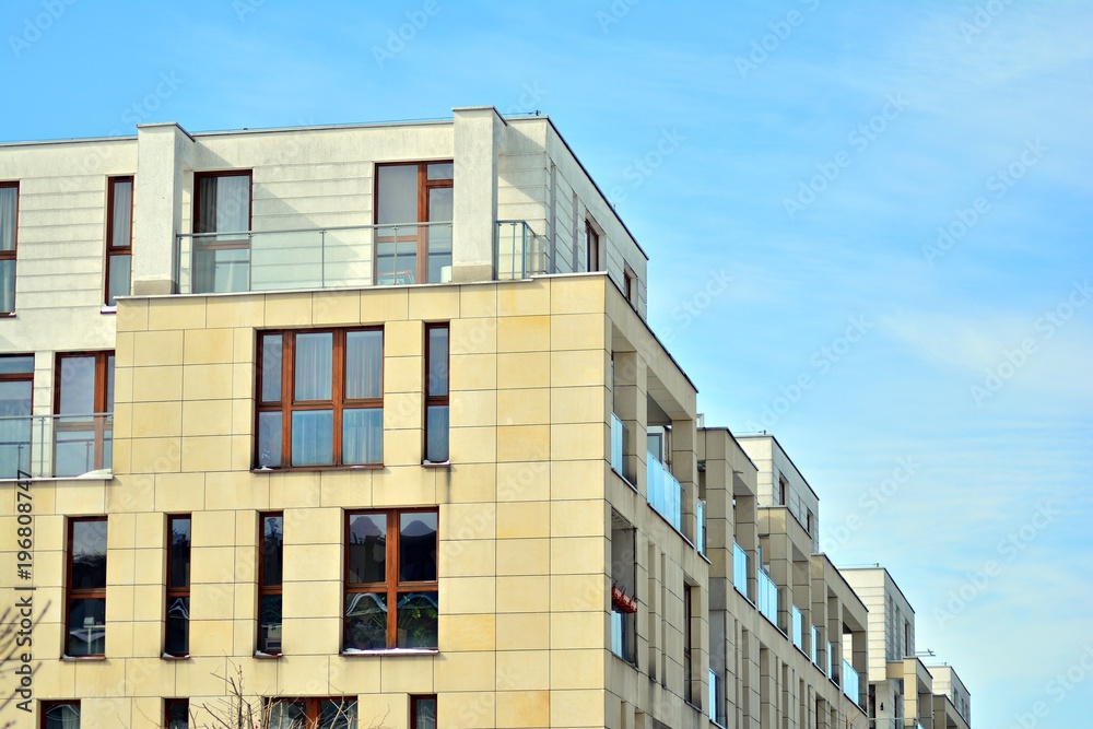 Detail of a new modern apartment building