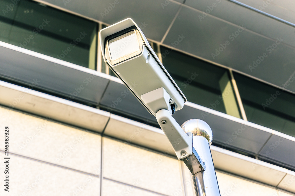 cctv camera with modern building