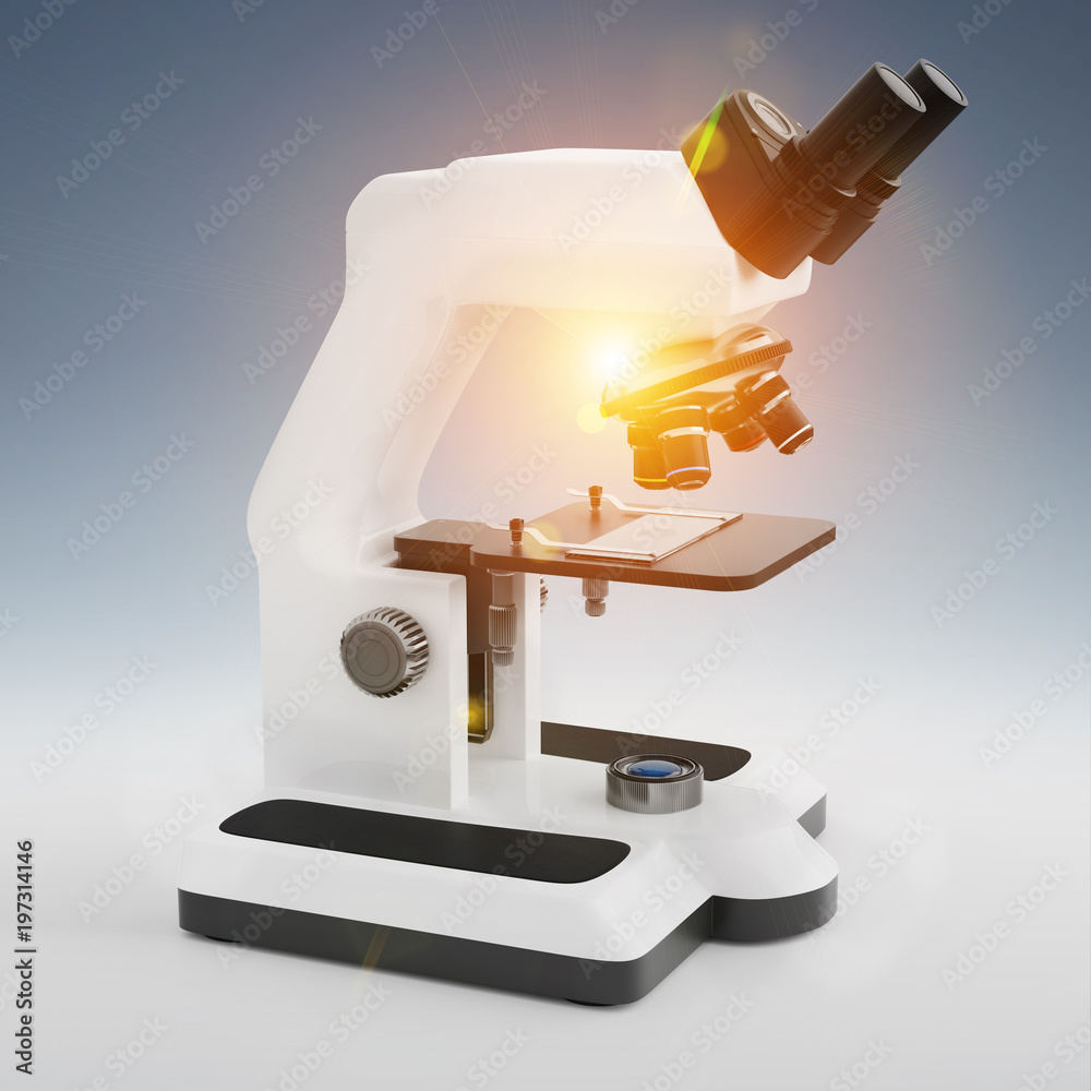 Modern digital microscope 3D rendering