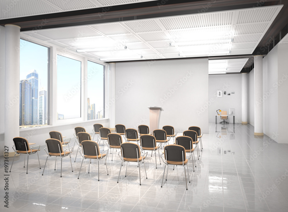 Lecture hall interior. 3d illustration