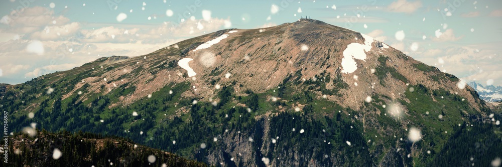 Composite image of snow falling