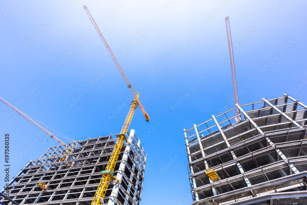 constrution site with blue sky