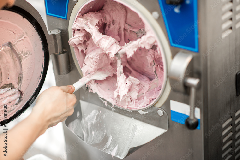 Getting the leavings from the ice cream maker machine