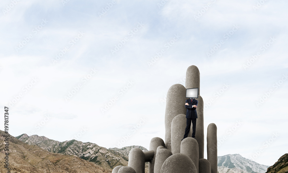 Businessman with TV instead of head.