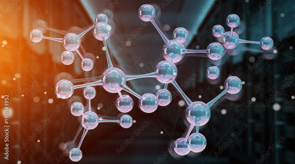 现代数字分子结构3D渲染