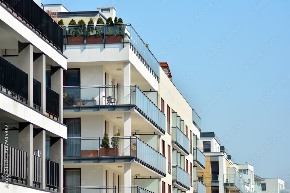 Detail of a new modern apartment building