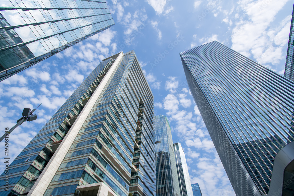 Skyscrapers low angle view in the Chinese city of Shenzhen