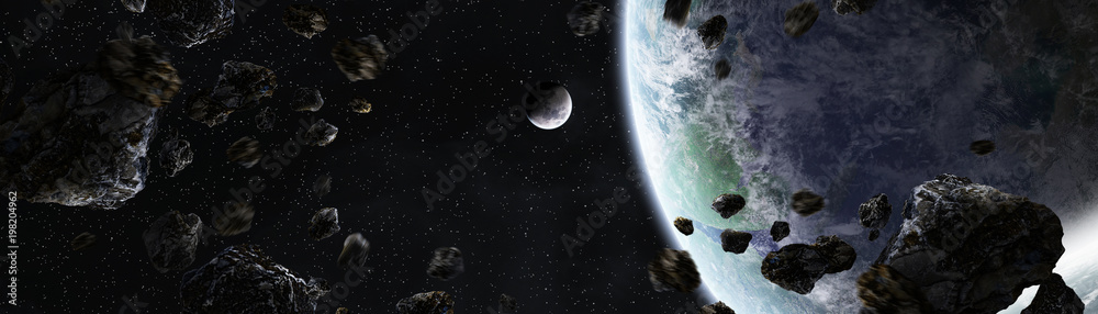 Panoramic view of planets in distant solar system 3D rendering elements of this image furnished by N