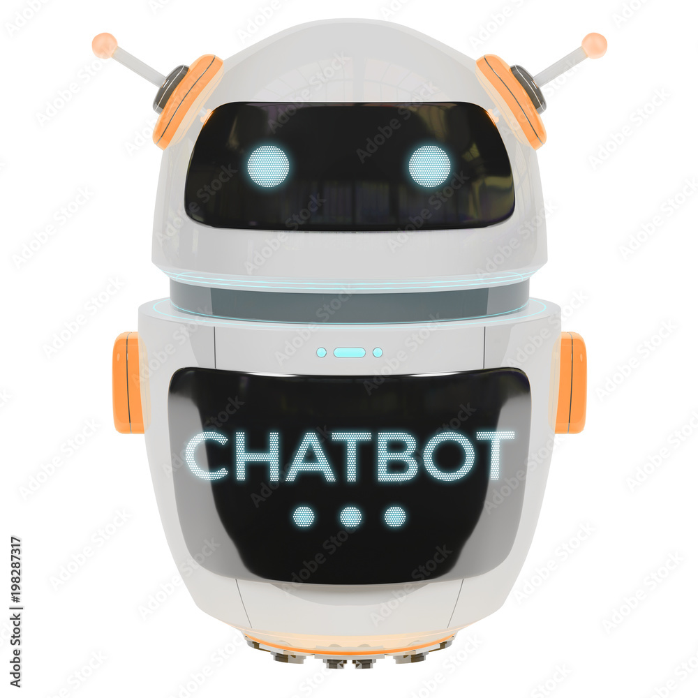 Futuristic digital chatbot 3D rendering