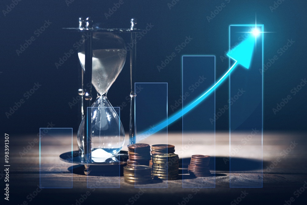 Sand Hourglass and financial illustration