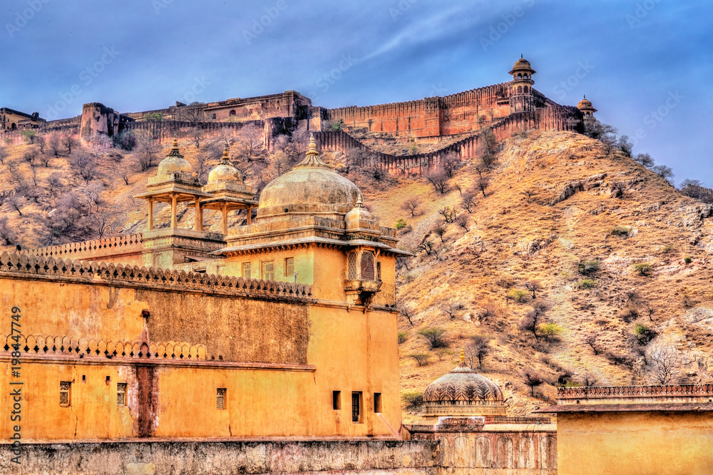 View of Amer and Jaigarh Forts in Jaipur - Rajasthan, India