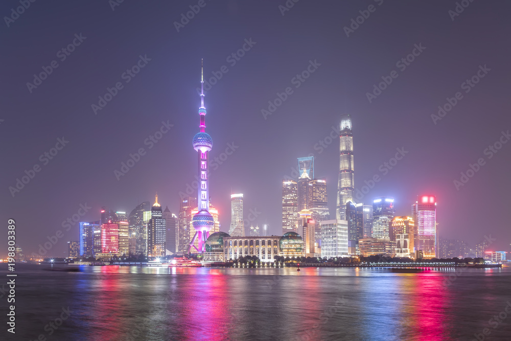 Shanghai city night view architectural landscape