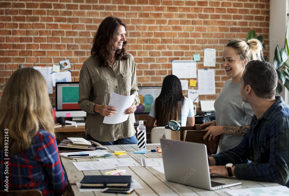 Group of diverse people having a meeting