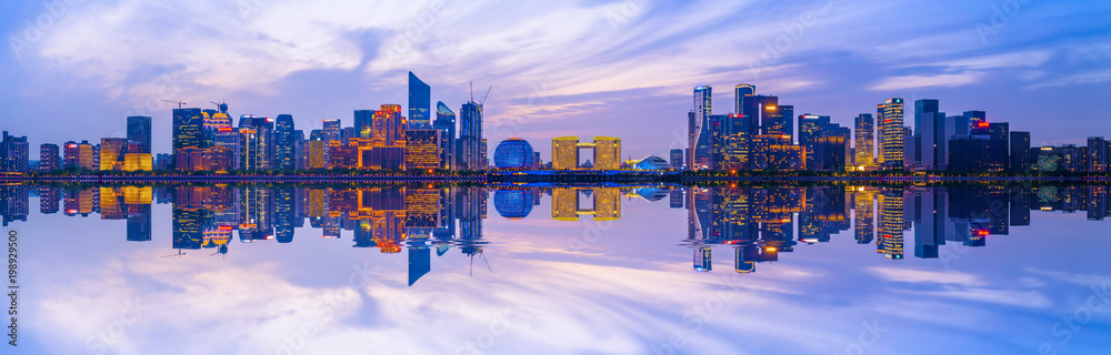 Hangzhou city night view skyline