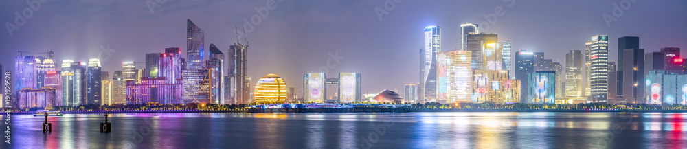 Hangzhou city night view skyline