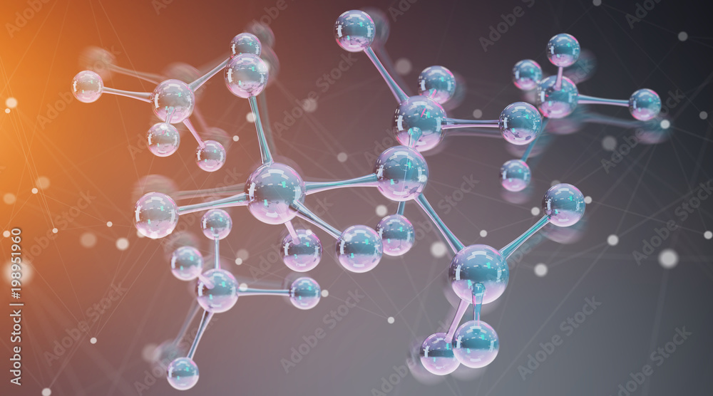现代数字分子结构3D渲染