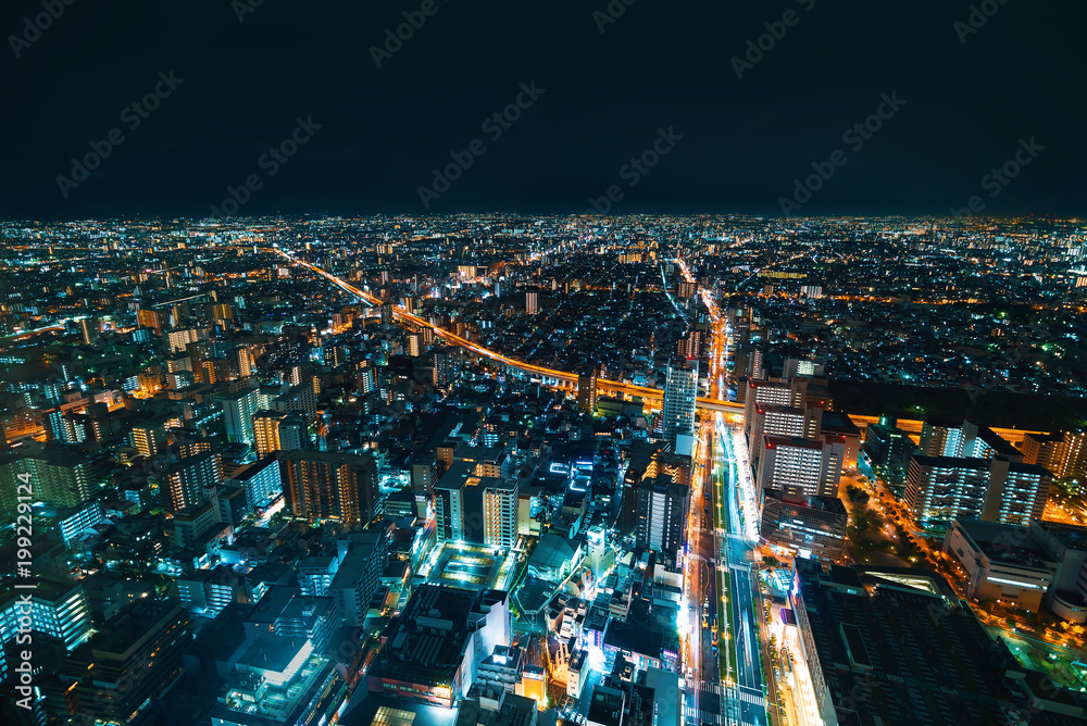 大阪夜景鸟瞰图