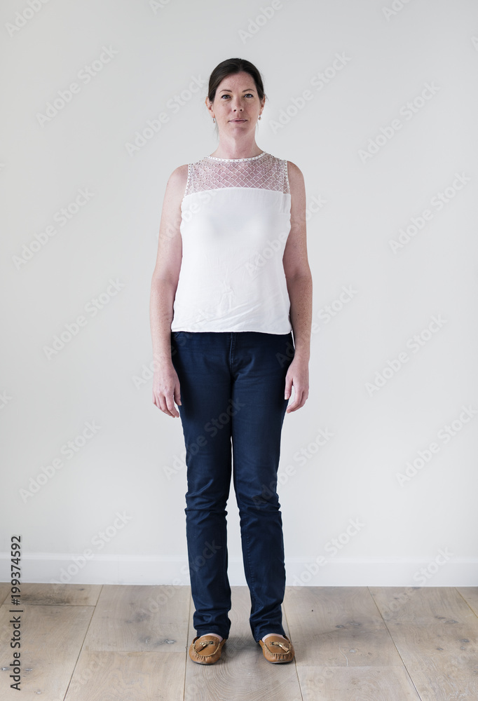 Portrait of white woman full body