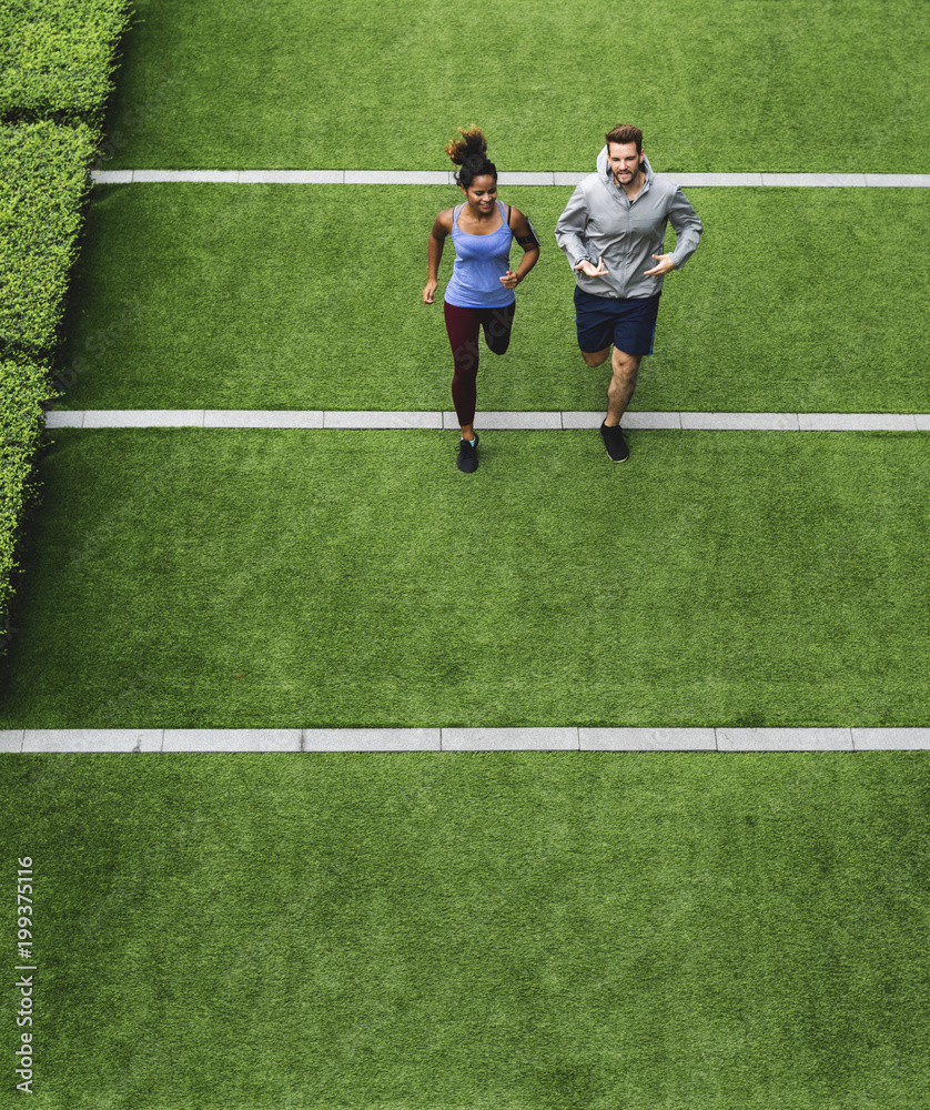 Couple working out together