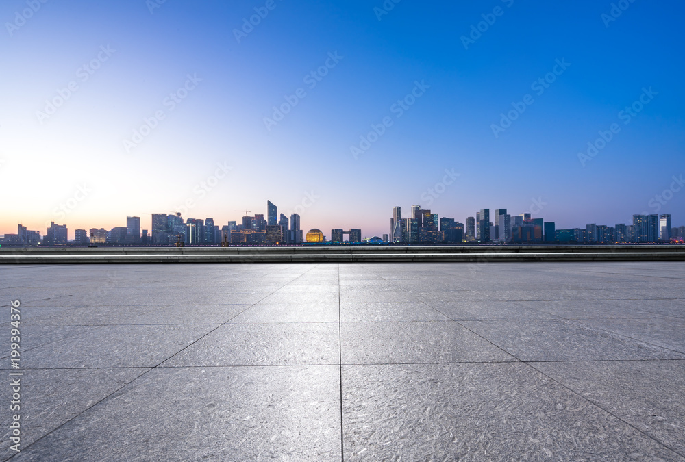 empty floor with modern building