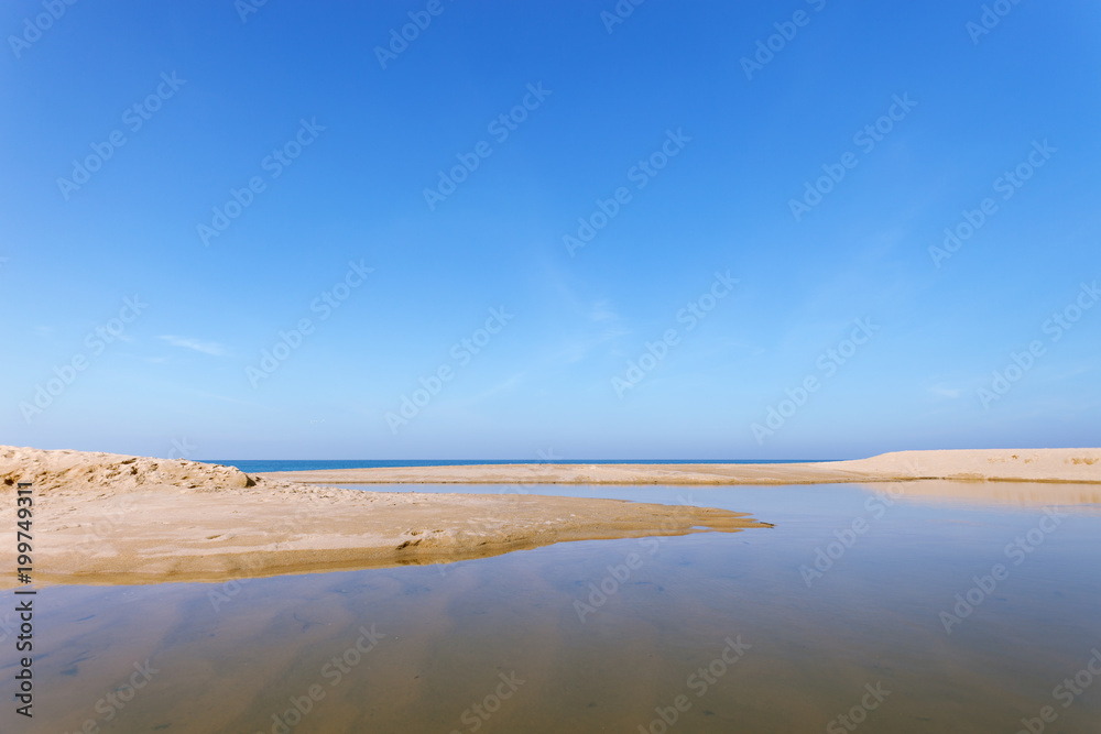 Beautiful tropical sea with white sand on the beach and clear blue sky at phuket thailand image for 