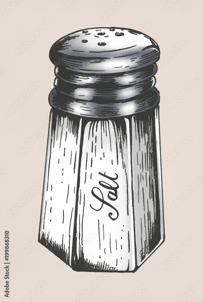 Hand drawn salt shaker