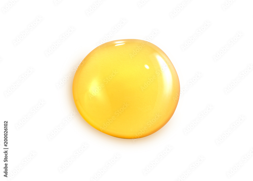 Macro one honey drops isolated on white background, File contains a clipping path.