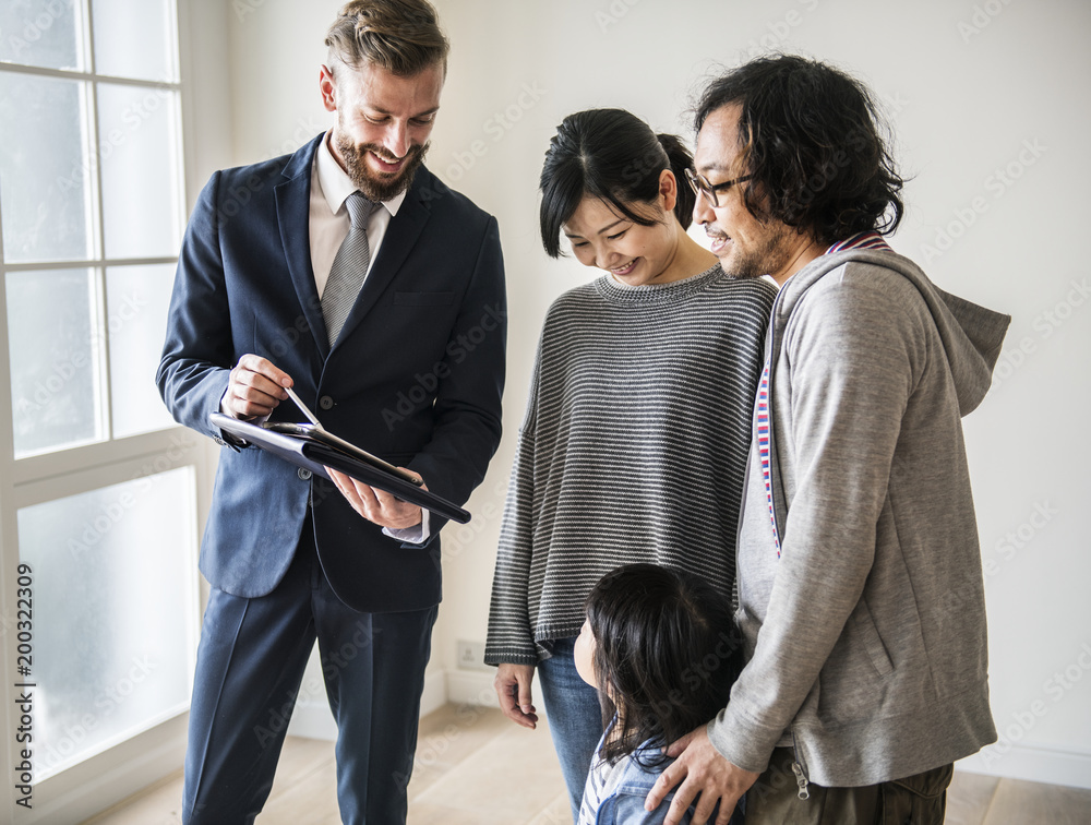 Asian family buy new house