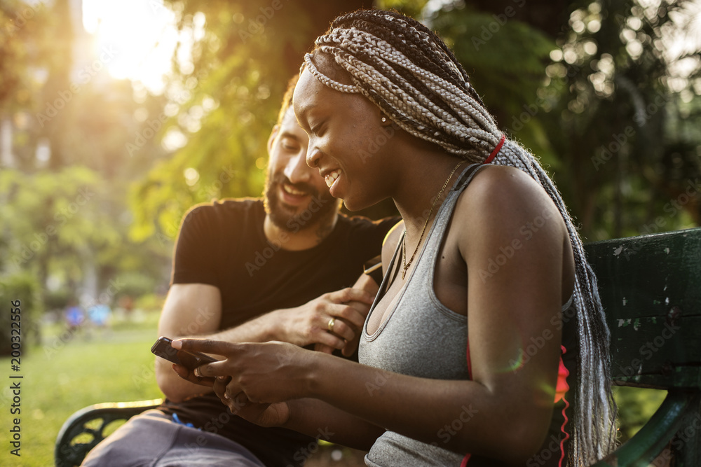 A couple spending time together in the park