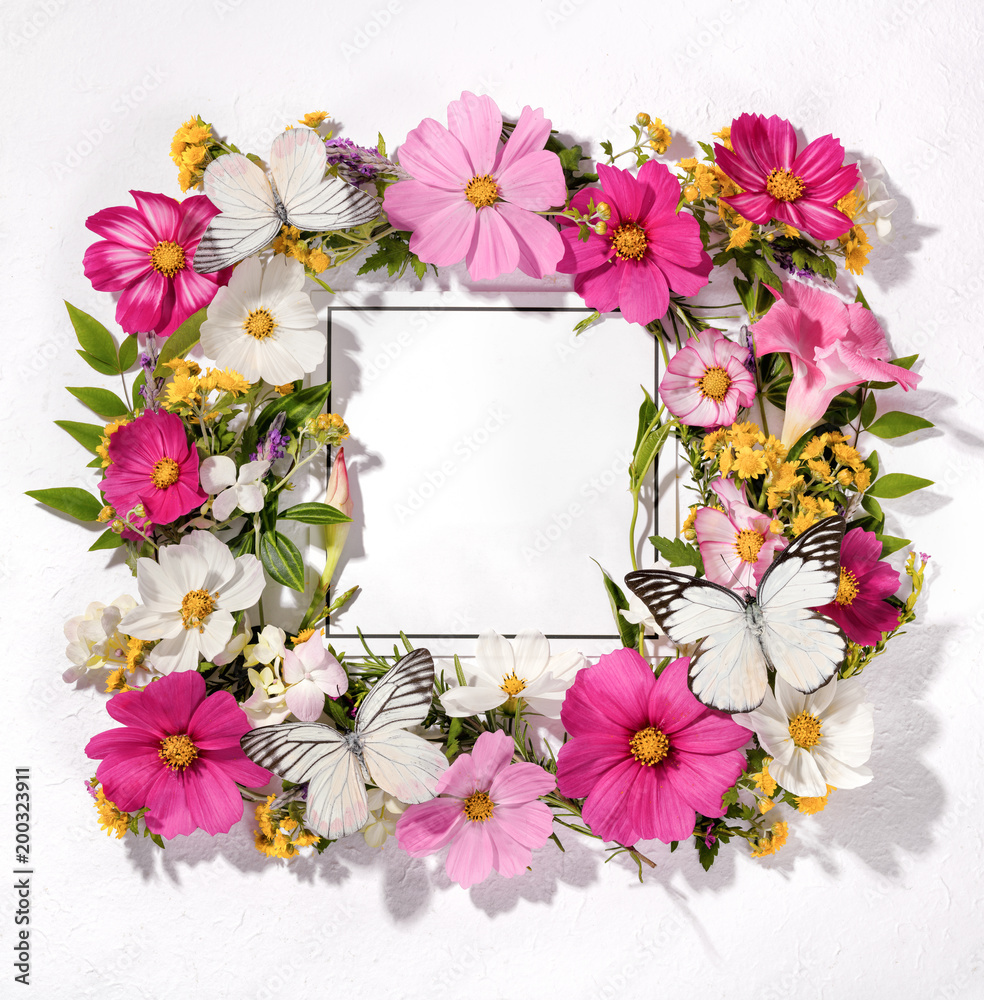 Frame of galsang flower with blank card