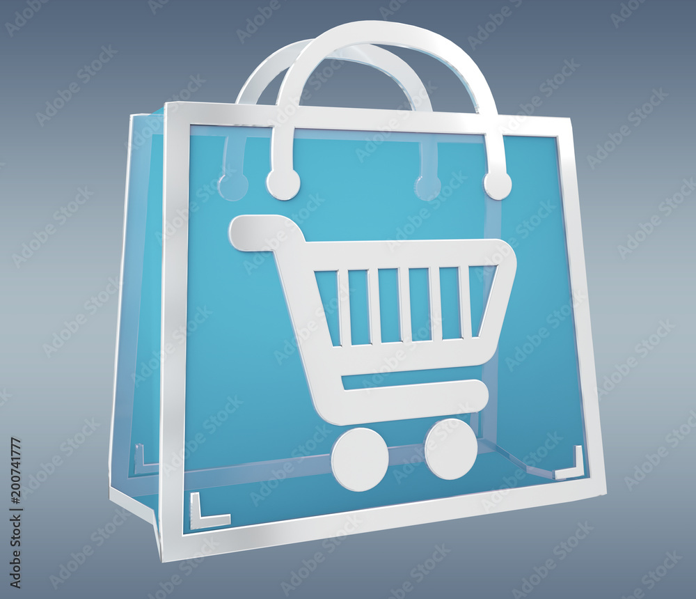 Digital shopping icons isolated 3D rendering