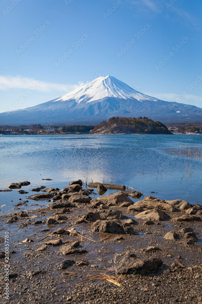 冬天的河口湖富士山