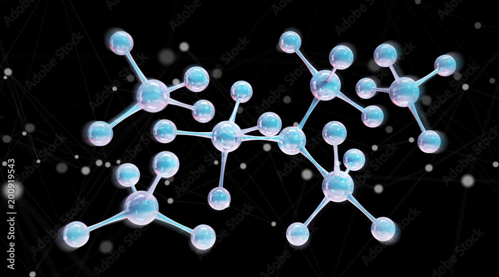 现代数字分子结构3D渲染