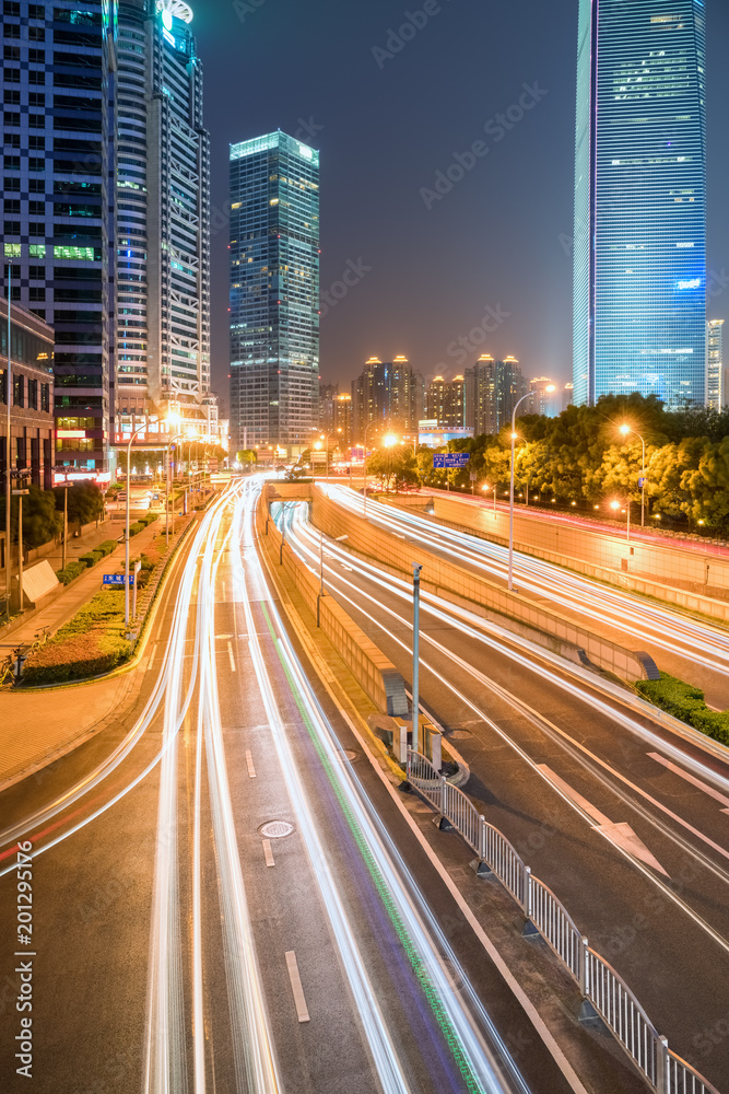 夜晚的上海城市景观