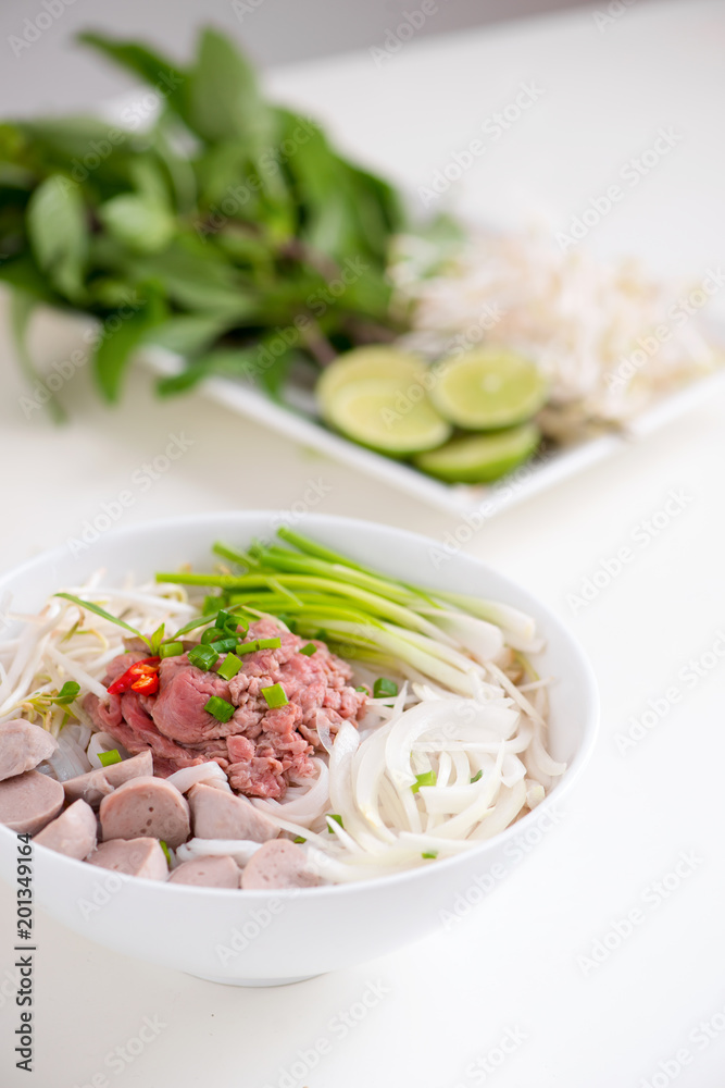 A bowl of traditional Vietnamese Pho noodle