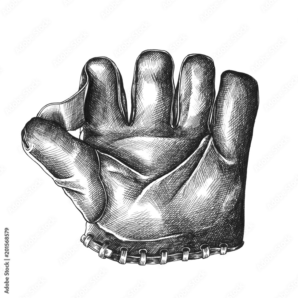 Hand drawn sport glove isolated on background