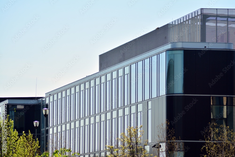 Glass wall of office building