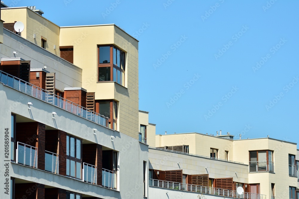 Contemporary residential building exterior in the daylight