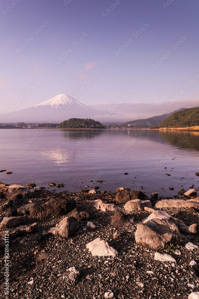 冬天的富士山和河口湖