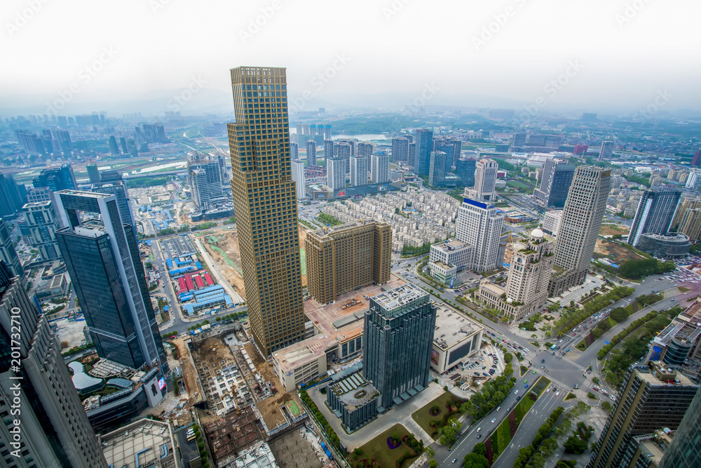 中国南昌城市建筑景观鸟瞰图